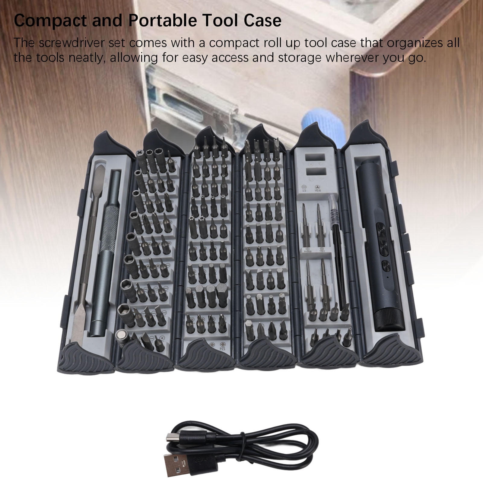 BIMZUC 124 in 1 Electric Screwdriver Set, Cordless Rechargeable Precision Repair Tool Kit with Storage Box, Li-Ion Battery Powered, Ideal for Electronics Phone PC Laptop Camera, 7.08 in / 18 cm