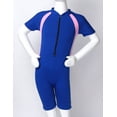 thumbnail image 5 of Linjinx Kids Girls Swimsuit One-piece Short Sleeves Bathing Suit Rash Guard Surfing Wetsuit Blue 8, 5 of 8