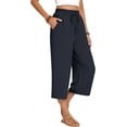 thumbnail image 5 of ANYJOIN Womens Capri Pants Loose High Waisted Wide Leg Lounge Pants Drawstring Casual Palazzo Pants Trousers with Pockets, 5 of 6