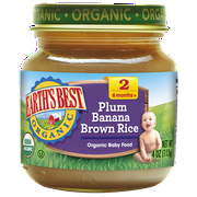 Earth's Best Organic Baby Food Stage 2, Plum Banana Brown Rice, 4 Ounce (Pack of 12)