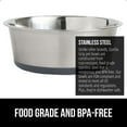 thumbnail image 3 of Dog Bowl Set of 2, Heavy Duty Stainless Steel Bowls by GORILLA GRIP, Holds 6 Cups, Gray, 3 of 8