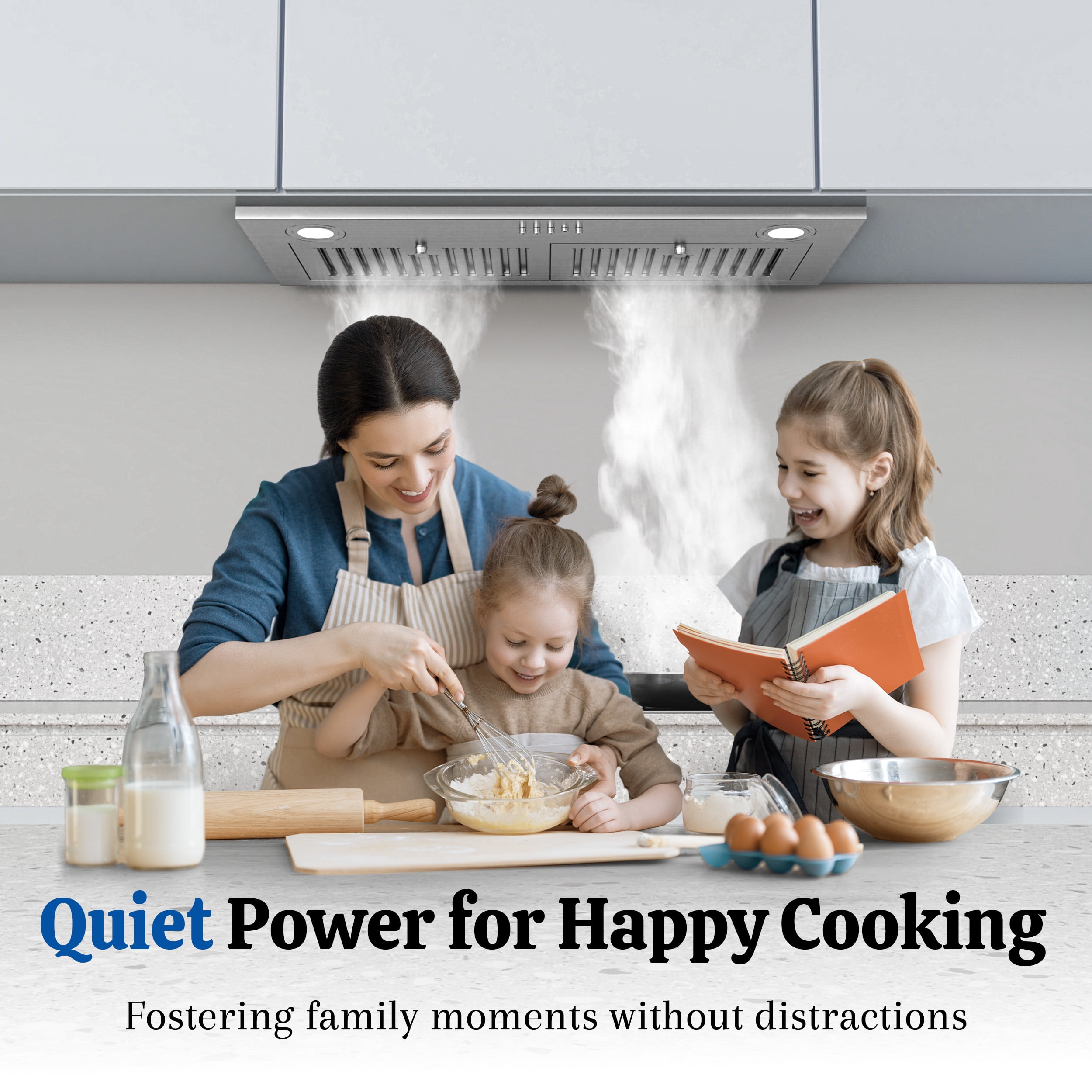 FIREGAS Range Hood 30 inch, Built-in Kitchen Hood with 3 Speed Exhaust Fan, Ducted/Ductless Range Hood, Stainless Steel Range Hoods with Light