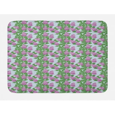 Lilac Bath Mat, Bouquets of Flowering Twigs Summer Foliage Natural Beauty Freshness, Plush Bathroom Decor Mat with Non Slip Backing, 29.5" X 17.5", Pale Blue Lilac, by Ambesonne