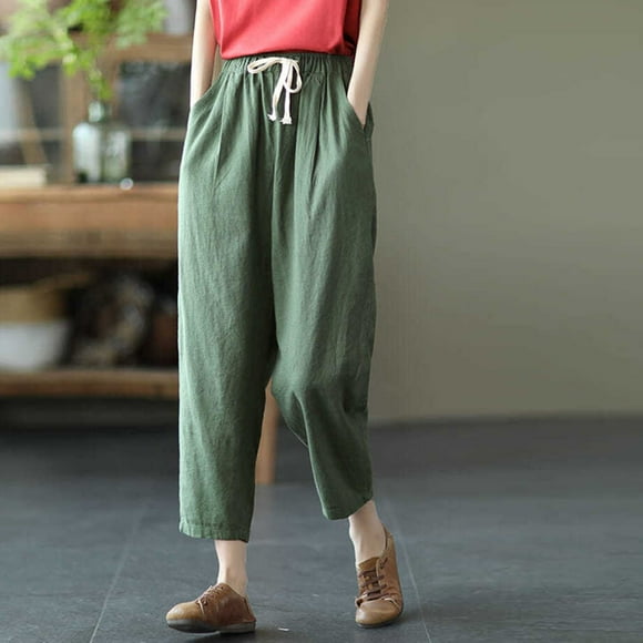 DondPO Halara Pants Women,Lounge Pants Women Elastic Solid Pants Pocket Trousers Womens Waist Loose And Women's Jeans Sweatpants Women,Womens Pants,Green Pants 3XL