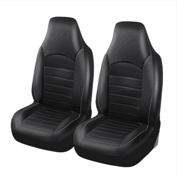 Black/Gray Line 2 Pieces Car Front for SEAT Cover Polyurethane Synthetic Leather High Back Bucket for SEAT Cover -