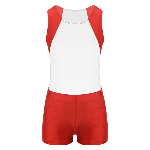 MSemis Justaucorps de Gymnastique Sans Manches pour Garçons, Combinaison de Danse Ballet avec Short Athlétique, Ensemble de Compétition et d'Entraînement, Blanc 14