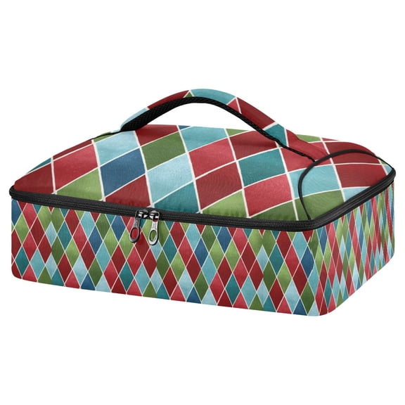 Iauyy Casserole Carrier for Hot Food Insulated Casserole Travel Carry Bag with Lid Food Warmer Bag for Party/Picnic,Christmas Checkered Pattern