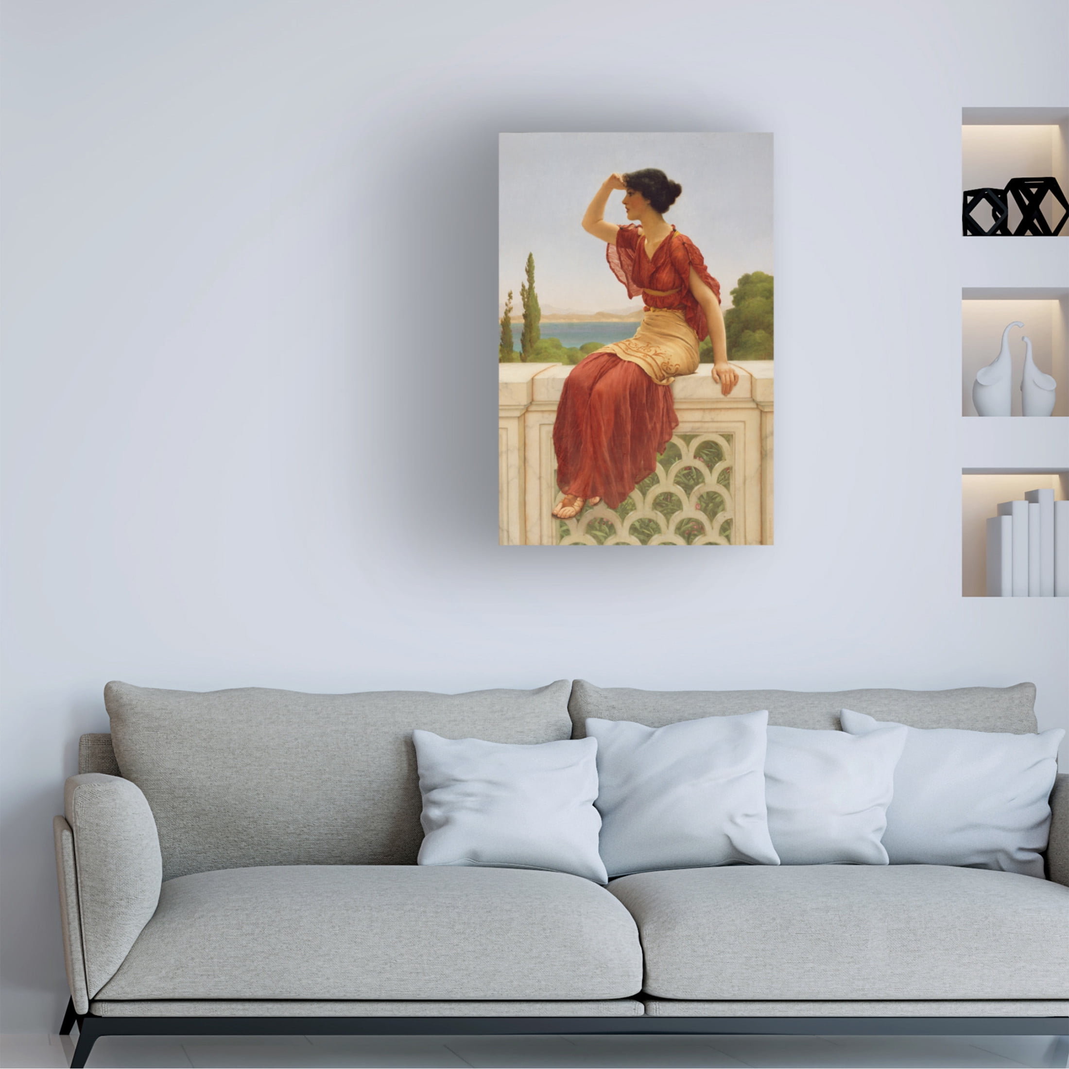 Canvas Wall Art - Masters Collection 'The Signal John William Godward' Wall Art for Living Room, Bedroom, or Office Décor by Trademark Fine Art - 12 x 19 Inches