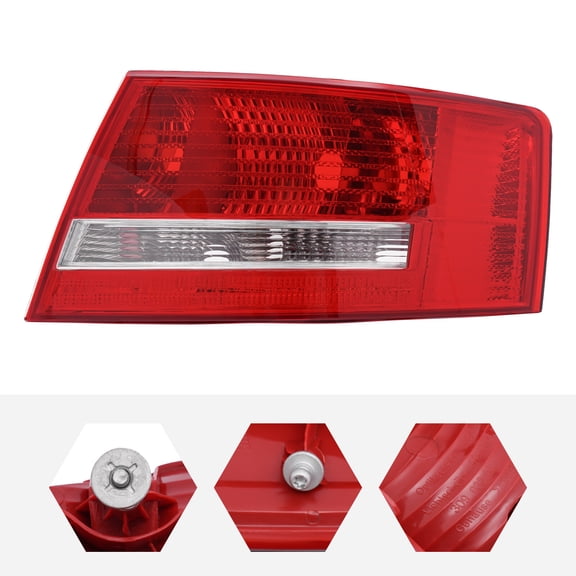 For 2006 2007 2008 Audi A6 S6 A6 Quattro Halogen Tail Light Lamp Right Passenger Side Replacement Red Housing Red&Clear Lens