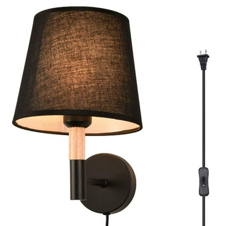 

Kiven Plug in Wall Lamp Modern Plug in Wall Sconce with Fabric Lampshade 5.9ft Plug-in Cord E26 Socket