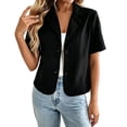 thumbnail image 3 of GigrtiJin Button Down Suit Jacket for Womens Short Sleeve Cropped Collared Suit Jacket Dressy Casual Work Going Out Suit Jacket, 3 of 5