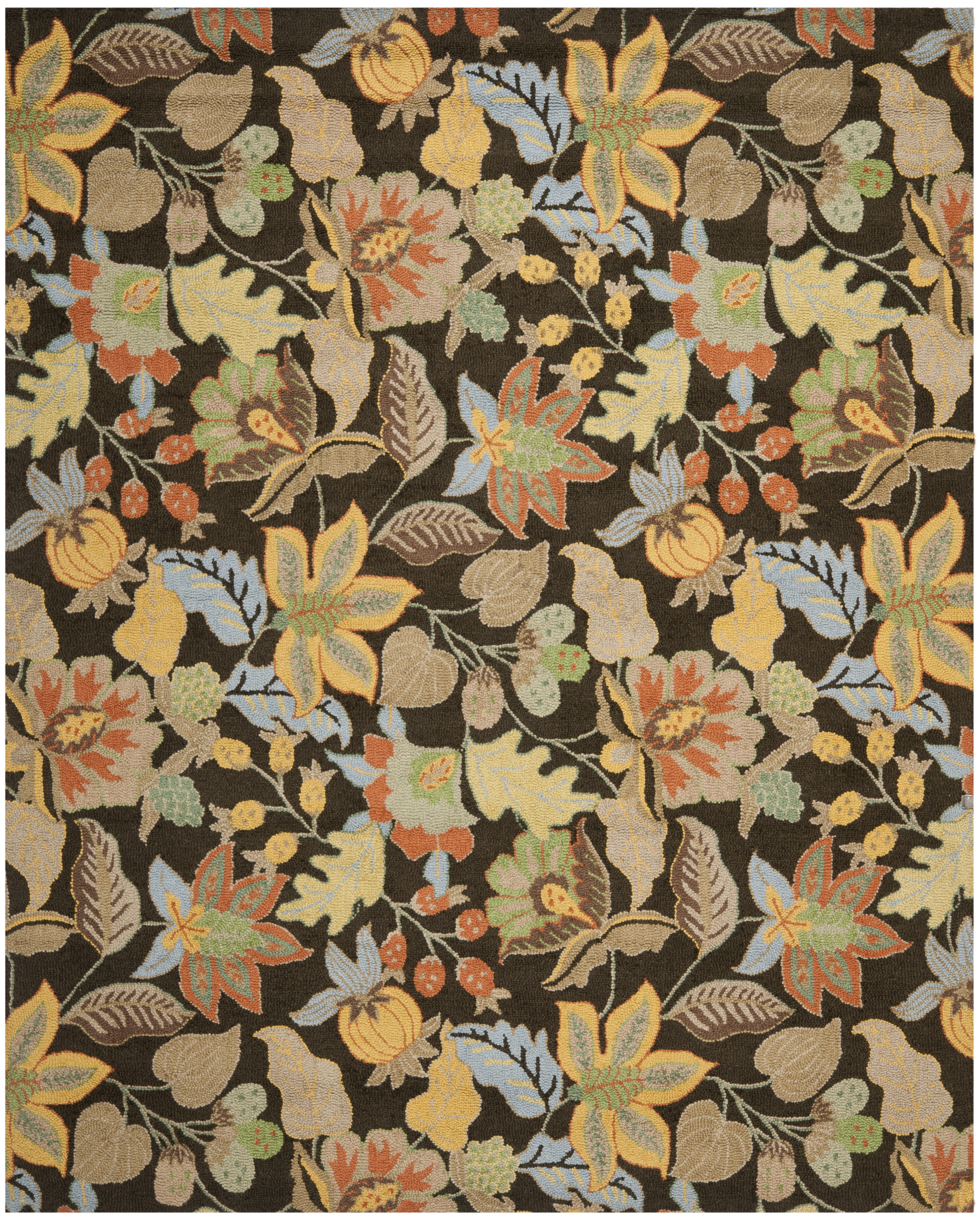 SAFAVIEH Blossom Lena Floral Flowers Wool Area Rug, Black/Multi, 8' x 10'
