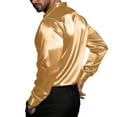 thumbnail image 3 of HomeDM Mens Satin Dress Shirts, Long Sleeve Button Down Shiny Shirts for Formal Casual Business Party Wedding, Gold, 3 of 7