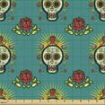 thumbnail image 2 of Ambesonne Flowers Fabric by the Yard Upholstery, Ethnic Sugar Skulls Design, 3 Yards, Multicolor, 2 of 5
