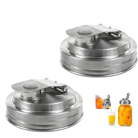 2 Pack Metal Shaker Lids for Mason Jars, Reusable Mason Jar Lid for 16/24/32/64oz Wide Mouth Jars, Leak Proof Flip Cap for Iced Coffee and Smoothies