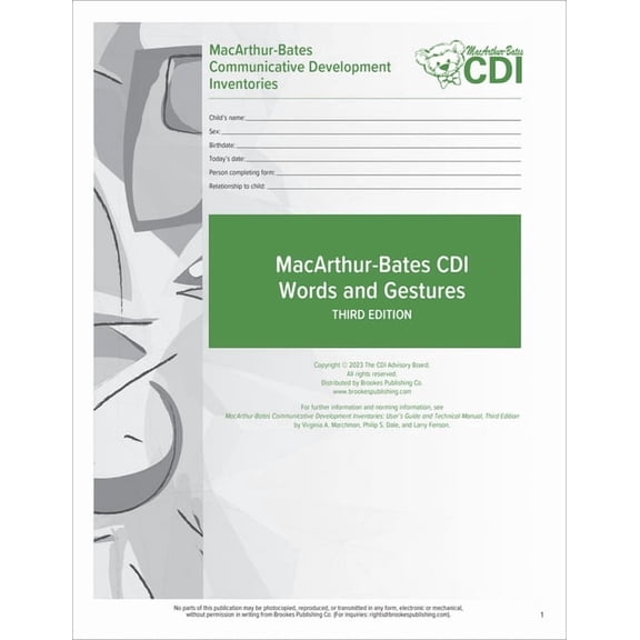 MacArthur-Bates Communicative Development Inventories (CDI) Words and Gestures Forms : 8–18 Months (Edition 3) (Paperback)