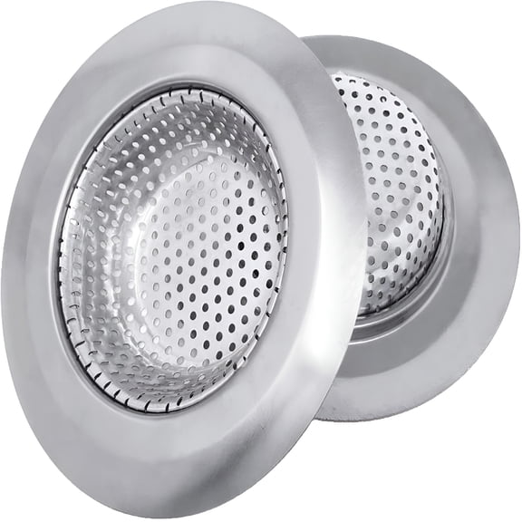 ACDANC 2 Pack of Stainless Steel Sink Drain Strainer Baskets 4.5" Diameter. Kitchen Stopper. for Dishes,Garbage Disposal,Large Wide Rim Prevents Clogged Drains Catcher. Fine Mesh.