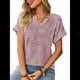 thumbnail image 2 of Blusas Elegantes e Informales de Corta para Mujer, Modernas, de Verano, con Cuello en V, Holgadas y A Rayas. Vino Tinto XL, 2 of 9
