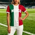 thumbnail image 2 of XAOFW Women's T Shirts Mexico Round Neck Short Sleeve Graphic Printed T-Shirt Summer Football Soccer Game Tee Casual Daily Wear Tops M, 2 of 4