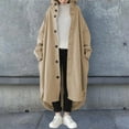 thumbnail image 3 of comerut Women Overcoat Hooded Solid Color Long Sleeves Maxi Length Loose Warm Casual Cardigan Lady Coat for Street, 3 of 8