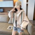 thumbnail image 2 of Chaquetas sólidas para mujer, moda coreana, cárdigans holgados de manga larga con capucha, abrigos de gran tamaño con cremallera recortada, ropa informal para mujer, 2 of 5