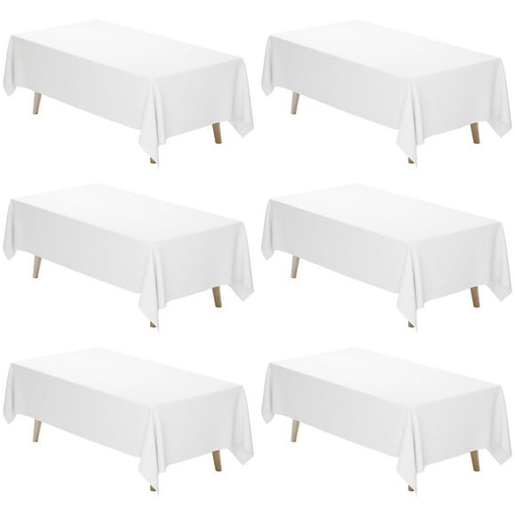Mantel Fixwal, tela de poliéster blanco, 180 x 300 cm, paquete de 6