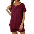 thumbnail image 3 of Hibeli Womens Summer Pajama Sets 2 Piece Cozy Short Sleeve Lounge Soft Sleepwear Set, 3 of 6