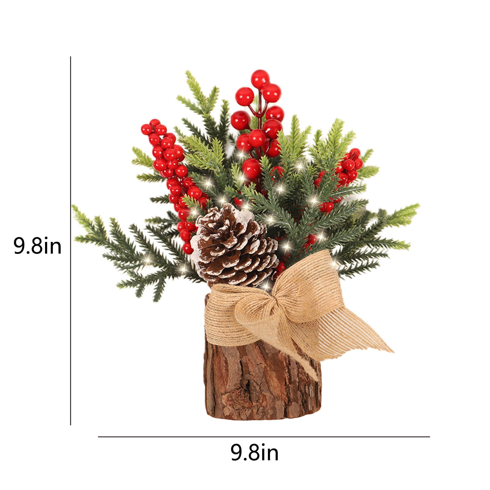 Clearance Sale! Tabletop Mini Christmas Tree With LED Lights Pine Needle  Flocking Stained Cedar Desktop Christmas Ornaments 