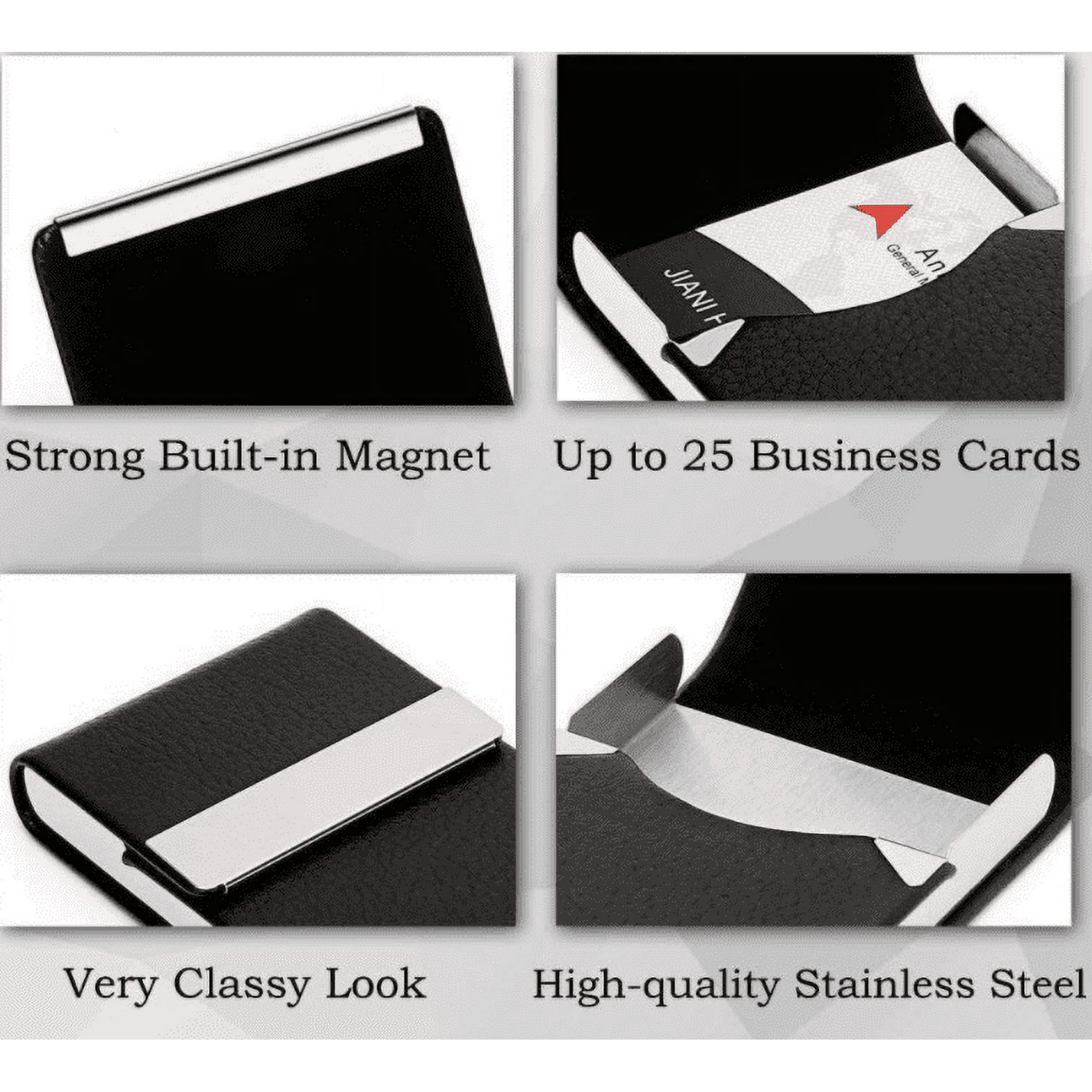 Etui Carte De Visite Étui Cartes De Visite Cuir PU - Fermeture Magnétique -  Capacité 20 Cartes - Noir - Cadeau Professionnel Fermeture Magnétique Noire, image size:2000x2000