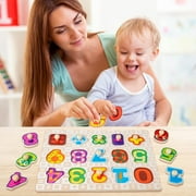 SYNARRY Wooden Peg Puzzles for Toddlers 1-3, 6-Set Animal Jigsaw Puzzles with Storage Rack, Education Toddler Puzzles Toys Gifts for 2 3 Years Boys Girls