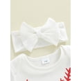 thumbnail image 5 of WIBACKER Ribbed Knit Romper and Headband Outfit Set for Newborn Baby Girls Infant Baseball Fan Short Sleeve Jumpsuit Summer Coming Home Clothes, 5 of 6
