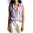 thumbnail image 2 of Noric Women's Striped Print Tank Tops Sleeveless V-Neck Collar Casual Summer Trendy Office Blouse, 2 of 7