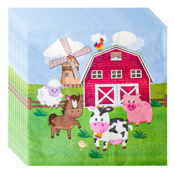 Vaca de granja, rancho, polluelo, animal, vajilla para fiesta de cumpleaños infantil, bandeja de papel, vaso de papel, pañuelos de papel, decoración, suministros para fiesta