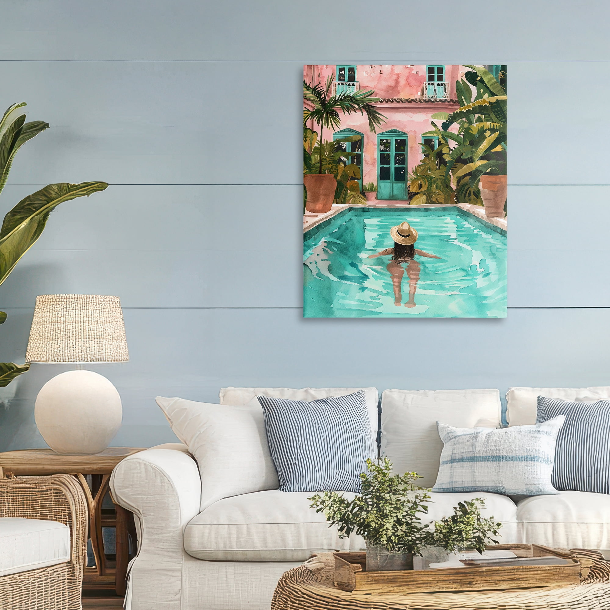 Stupell Industries Girl Swimming In Pool Canvas Wall Art, design by The Prints Vibe
