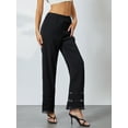 thumbnail image 5 of Women Spring Pajamas Trousers, Lace Patchwork Elastic High Waist Long Pants Nightwear Lounge Bottoms, 5 of 10