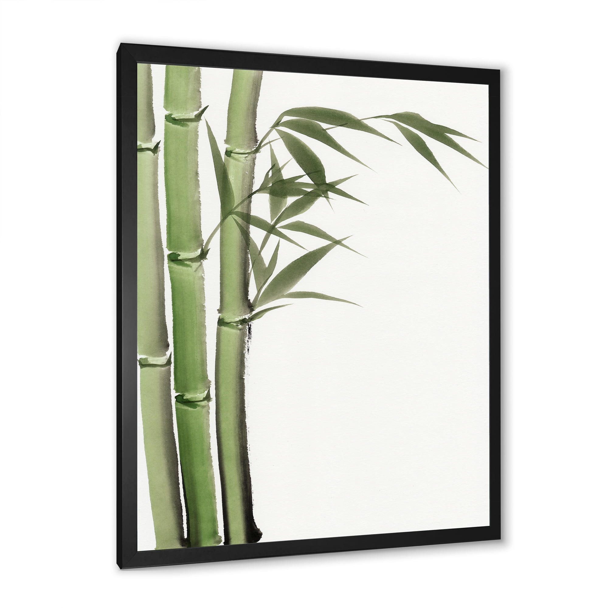 Designart 'Detail of Dark Green Bamboo and Leaves IV' Traditional Framed Art Print