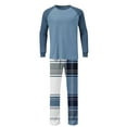 thumbnail image 5 of KyCheLot Men's Pajama Set Crewneck Long Sleeve Tees Stretchy Elastic Waist Wide Leg Pants Comfy Sleepwear, 5 of 7