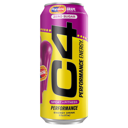C4 Performance Energy Drink, Grape Popsicle, 16 fl oz Single Can