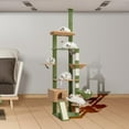 thumbnail image 5 of Cat Tree 92.5-104.3 Inches with Hammock, Floor to Ceiling Cactus Cat Condo,Tall Cat Climbing Tower Adjustable with Scratching Posts for Indoor Cats Green Yellow, 5 of 9