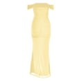 thumbnail image 6 of KHONTS Off the Shoulder Maxi Dress for Women Corset Ruched Bodycon Formal Wedding Guest Dresses Yellow XS, 6 of 9