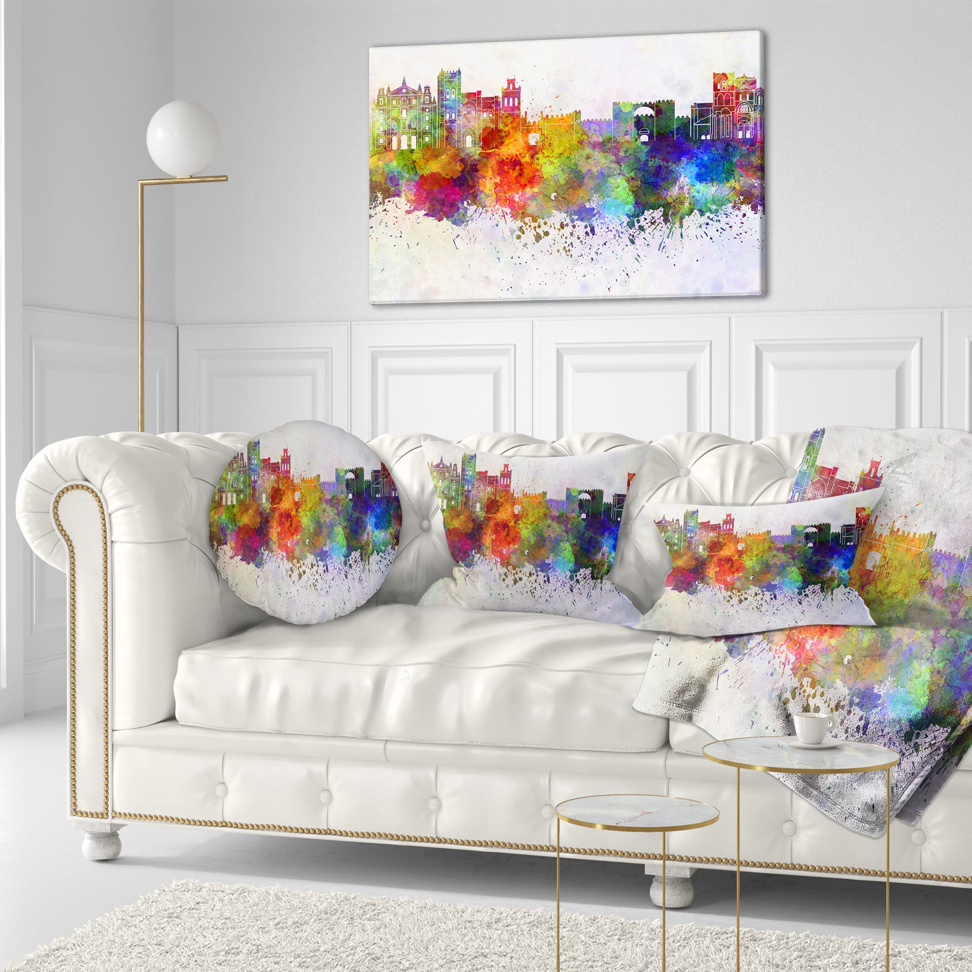 Designart Avila Skyline - Cityscape Throw Pillow - 12x20