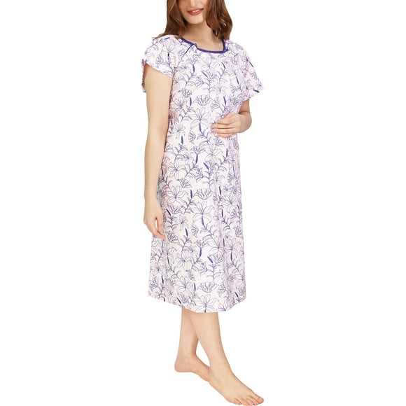 NY Threads Hospital Gown, Soft and Stylish Patient Gown (Large-X-Large, Vines - Pink)