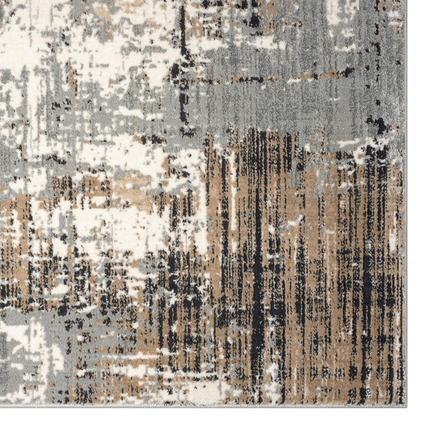 Luxe Weavers Modern Abstract Distressed Beige 4x5 Area Rug for Living Rooms and Bedrooms
