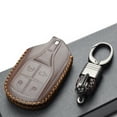 thumbnail image 5 of Vitodeco Genuine Leather Keyless Smart Key Fob Case Cover with Key Chain Compatible for Maserati Ghibli, Levante, Quattroporte (Remote Start, Brown), 5 of 6