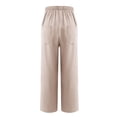 thumbnail image 6 of Inleife Woman Solid Color Pockets Elastic Waist High Waist Long Pants Beige M, 6 of 6