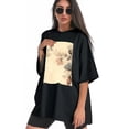 thumbnail image 3 of Plus Size Shirt for Women Black Tops for Women Short Sleeves Shirt for Women Flower T Shirt Crewneck Shirt for Women XL, 3 of 5