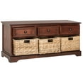 thumbnail image 2 of SAFAVIEH Damien Storage Bench with 3 Wicker Baskets and 3 Drawers, Dark Cherry, 2 of 6