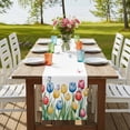 thumbnail image 4 of Table Runners 72 Inches Long Dress Scarves, Watercolors Tulips Farmhouse Kitchen Table Runner, Coffee Tablerunners, Spring Butterflies Flowers Leaves Plants 14x72 Inch, 4 of 9