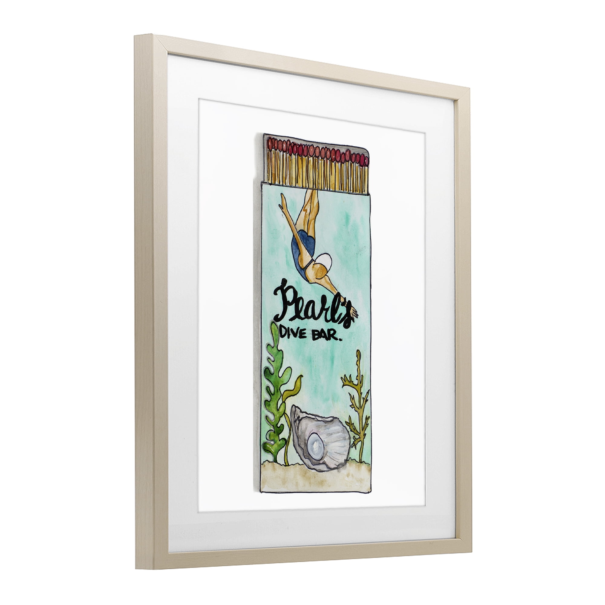 Stupell Industries Pearl Dive Matchbook Birch Framed Print Under Glass, design by Nola James