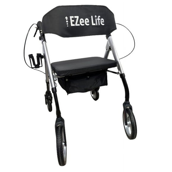EZee Life Bariatric Rollator with 8" Wheels - Heavy-Duty Walker for Enhanced Mobility - Grey
